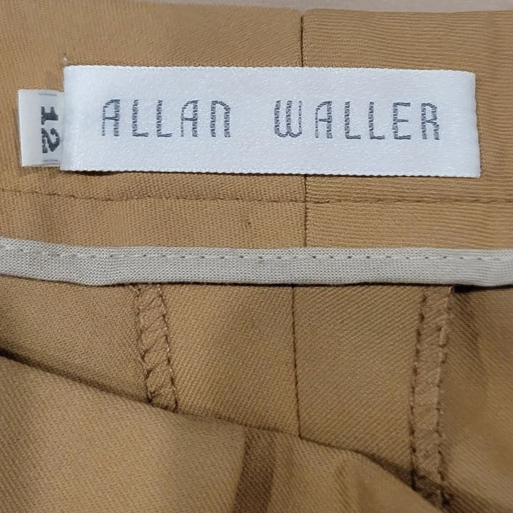 Allan Waller Beige Wide Leg Trousers Pants Women Size‎ 12 Made in Italy I 382